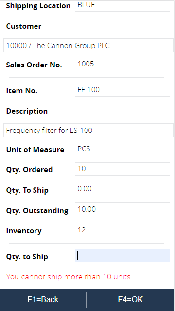 Quantity To Ship Error