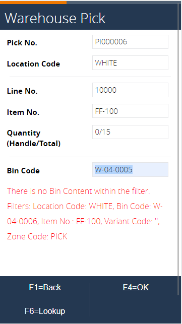 Bin code error