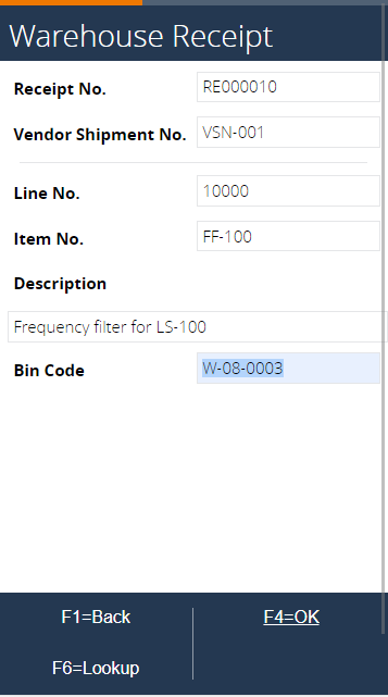 Select FF-100 and bin code