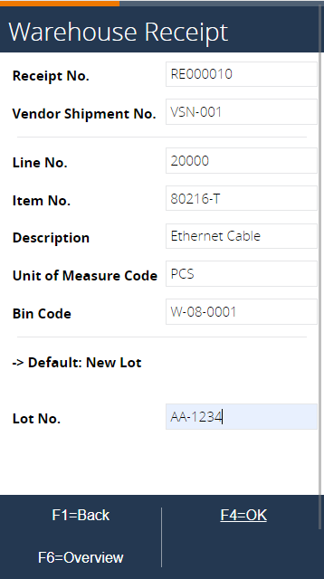 Enter custom lot number