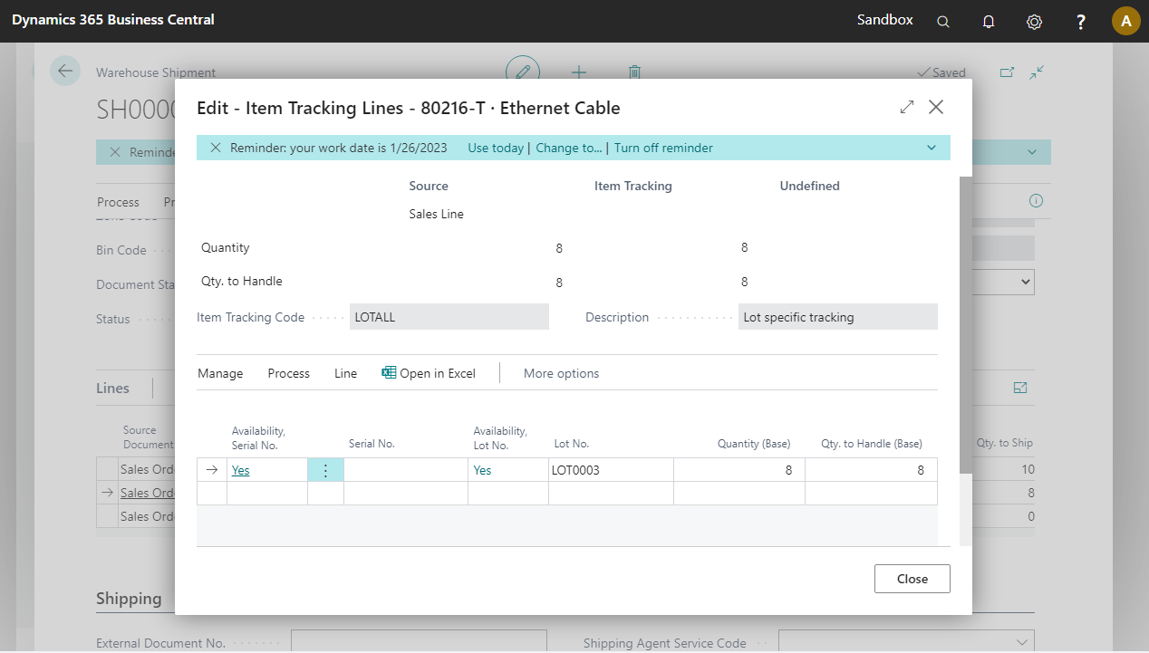 Item tracking lines