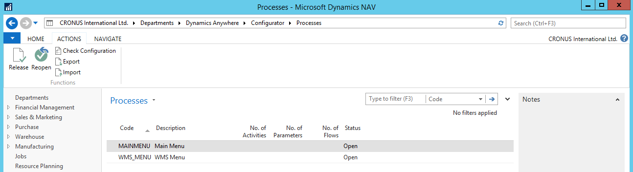 Export Configuration