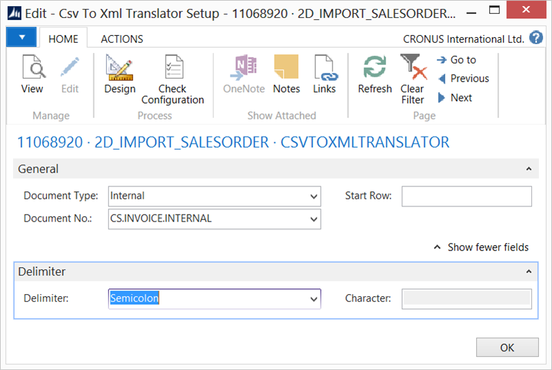 CSV to XML Translator Activity Setup