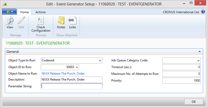 Event Generator Activity Setup