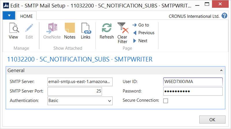 SMTP Writer Setup