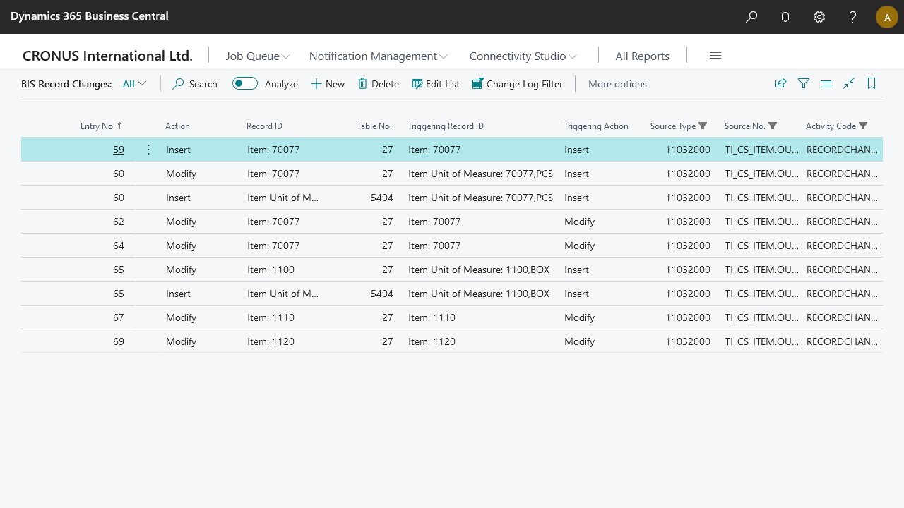 Record Change Event Setup Monitor